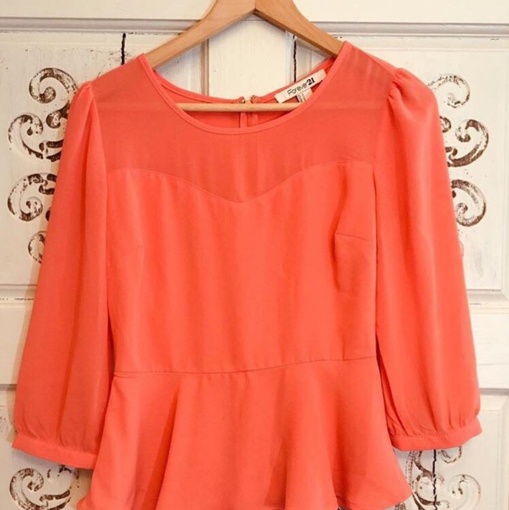 Forever 21 Orange Peplum top size Small